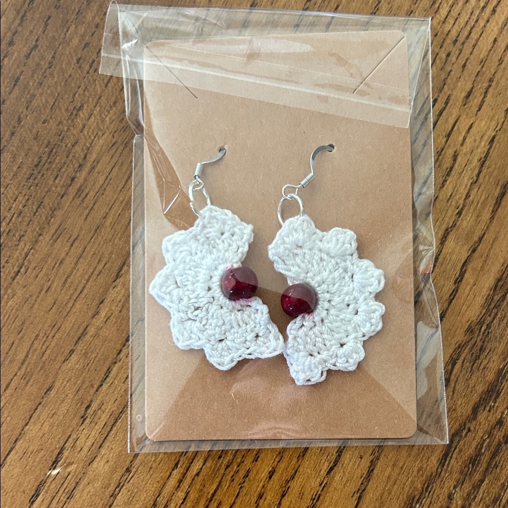 Homemade crocheted earrings